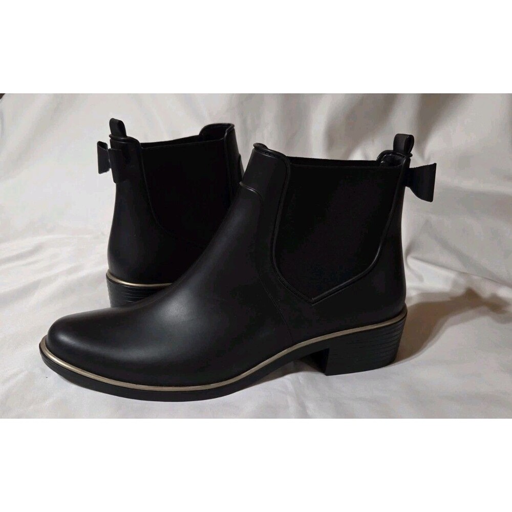 KATE SPADE Solstice Rain Boots Women's Black PVC Textile SZ US 11